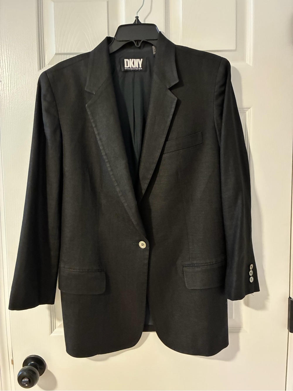 DKNY Womens Black Linen Blazer